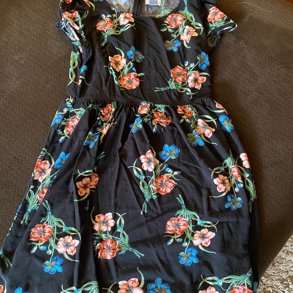Black and floral baby doll dress, size 4